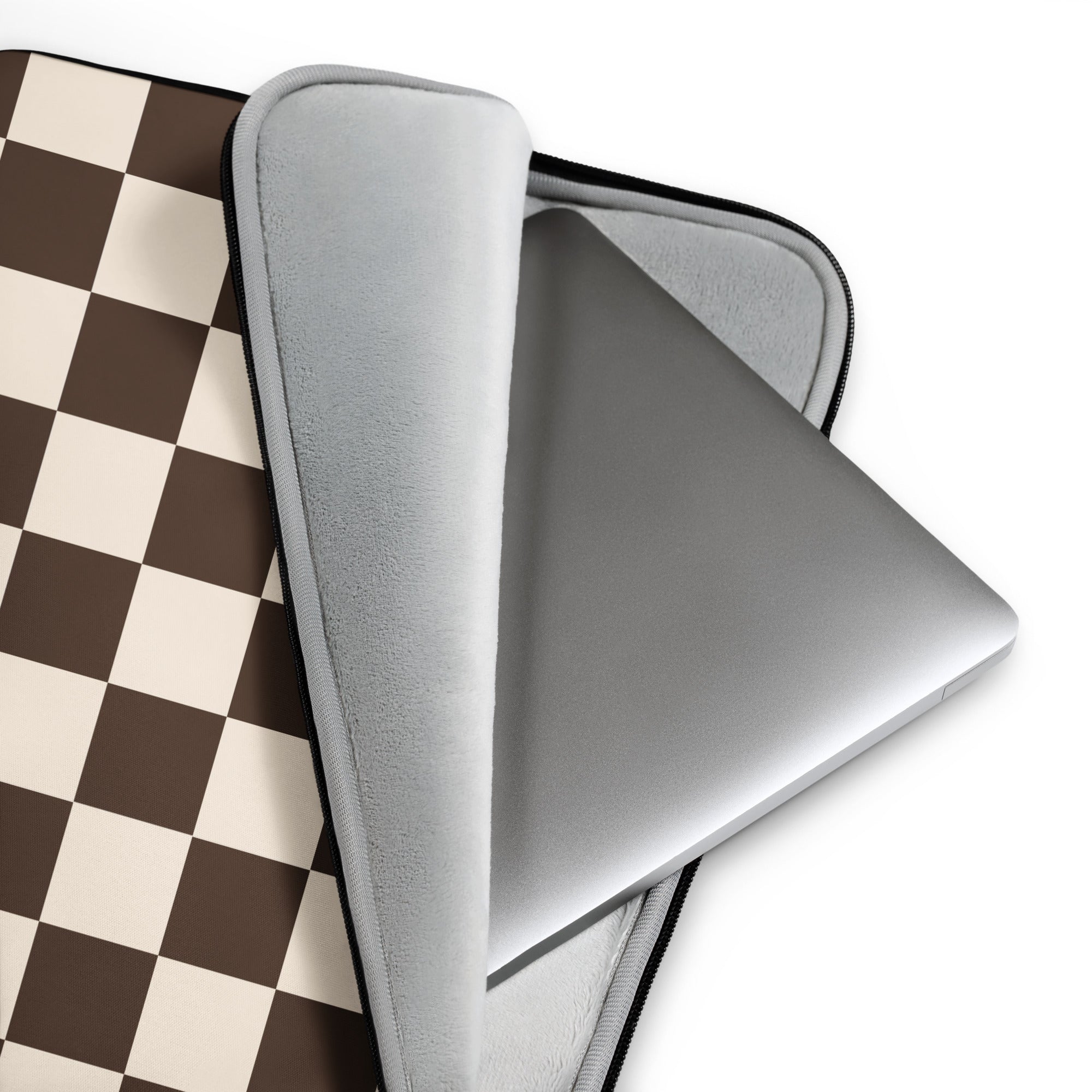 Brown Beige Checkered Laptop Sleeve