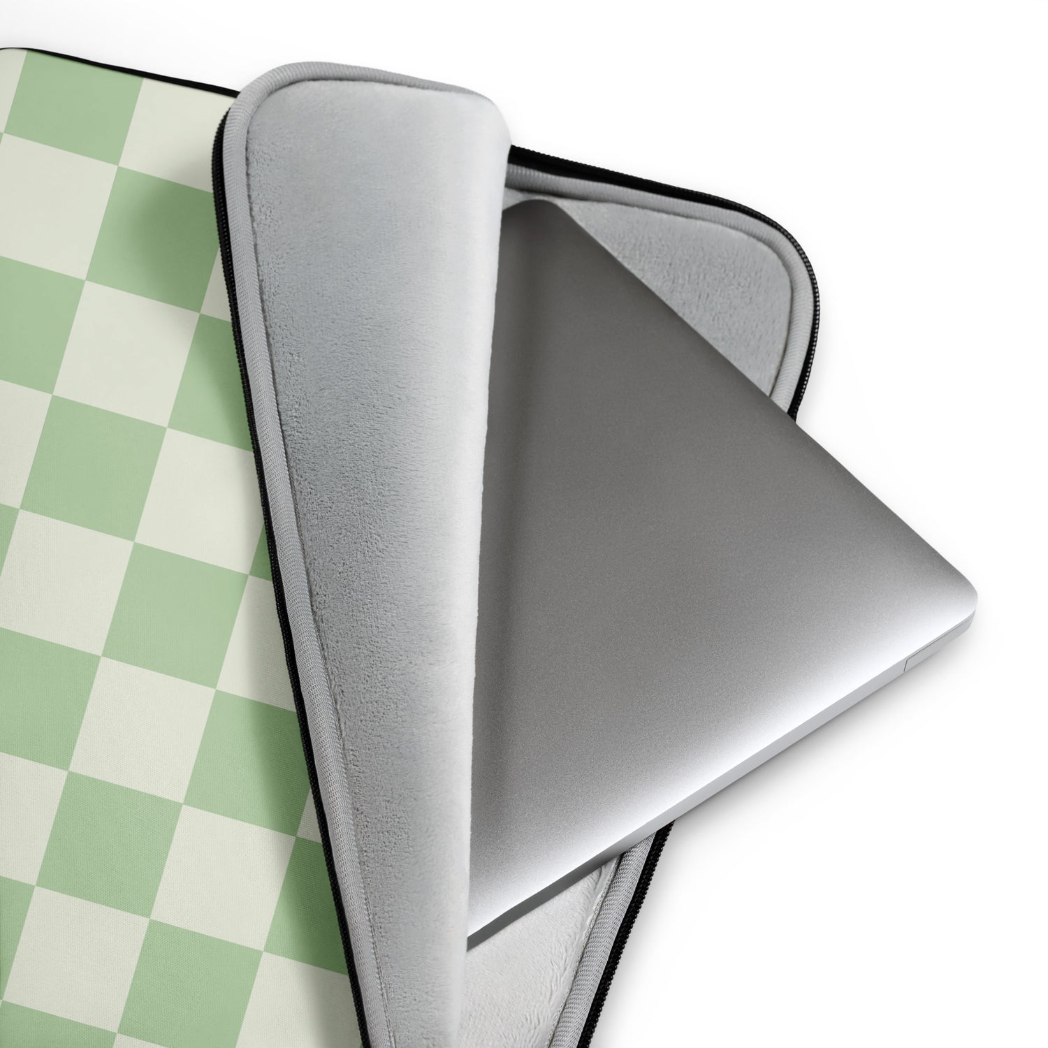 Sage Pistachio Green Checkered Laptop Sleeve