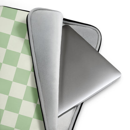 Sage Pistachio Green Checkered Laptop Sleeve
