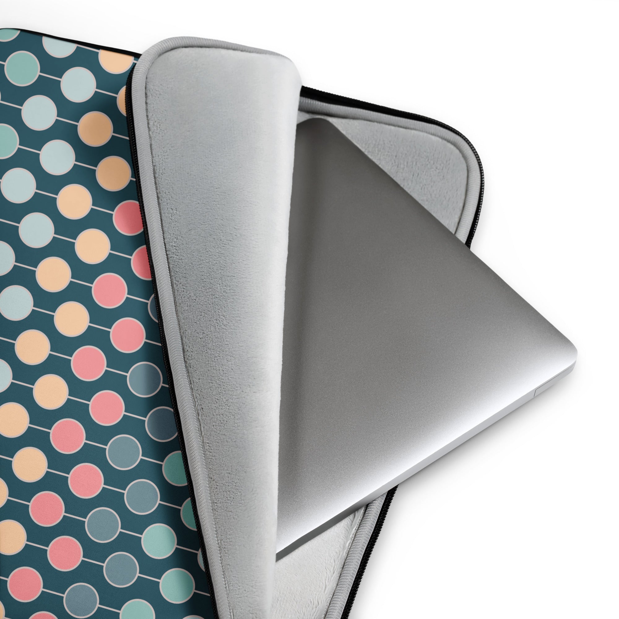 Deep Teal Midcentury Dot Grid Laptop Sleeve