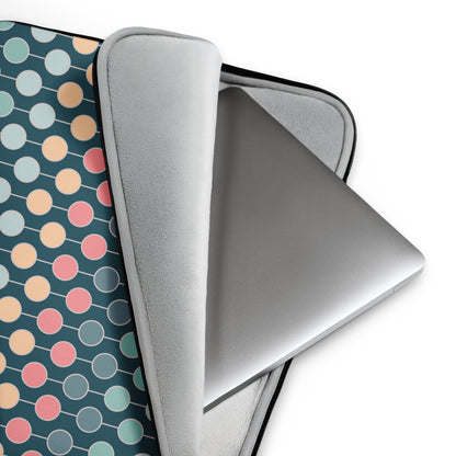 Deep Teal Midcentury Dot Grid Laptop Sleeve