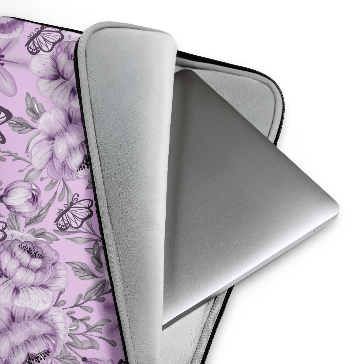 Purple Floral Butterfly Laptop Sleeve