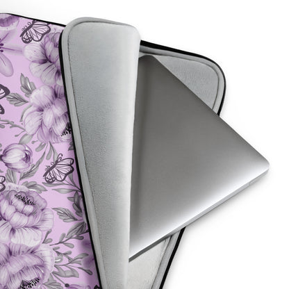 Purple Floral Butterfly Laptop Sleeve