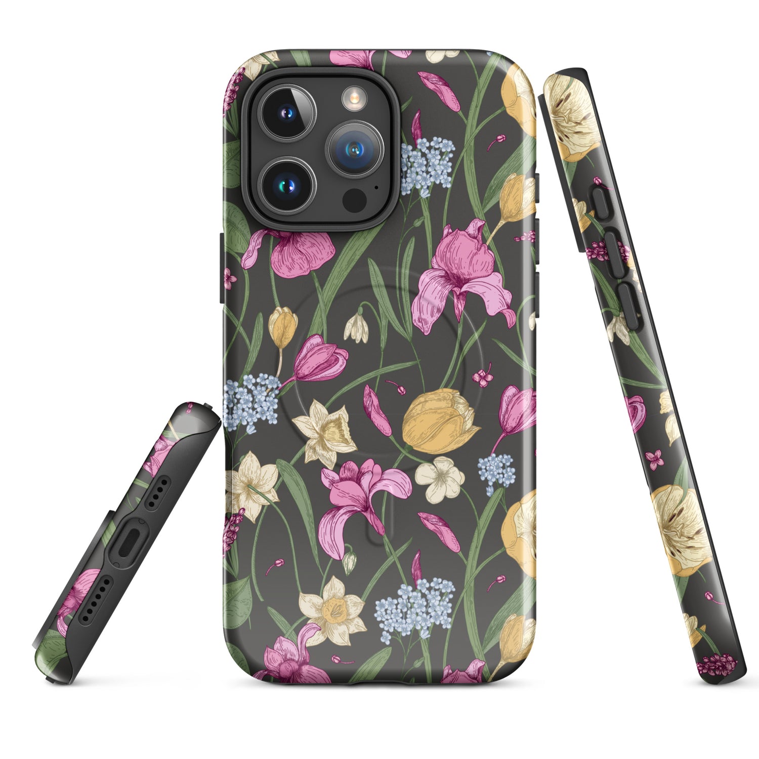 Charcoal Spring Garden Floral MagSafe Tough Case for iPhone