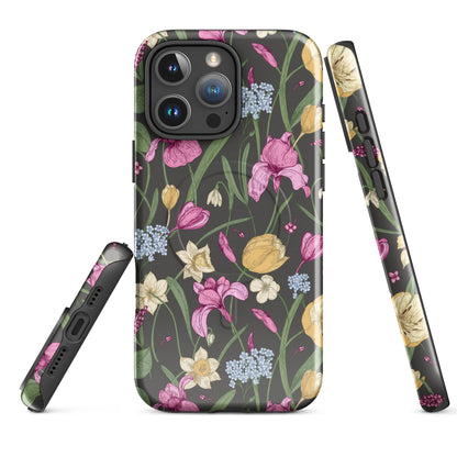 Charcoal Spring Garden Floral MagSafe Tough Case for iPhone