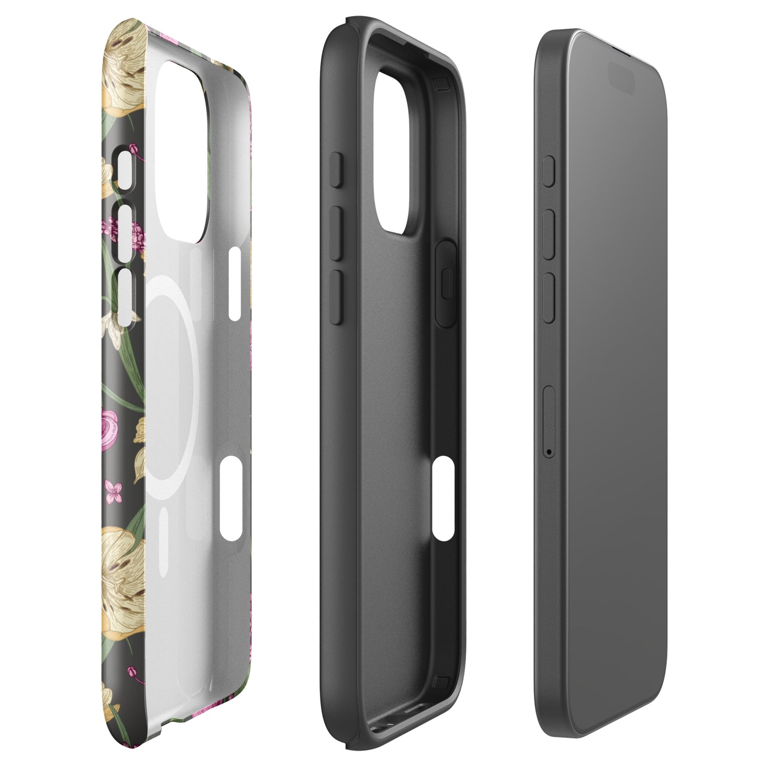Charcoal Spring Garden Floral MagSafe Tough Case for iPhone