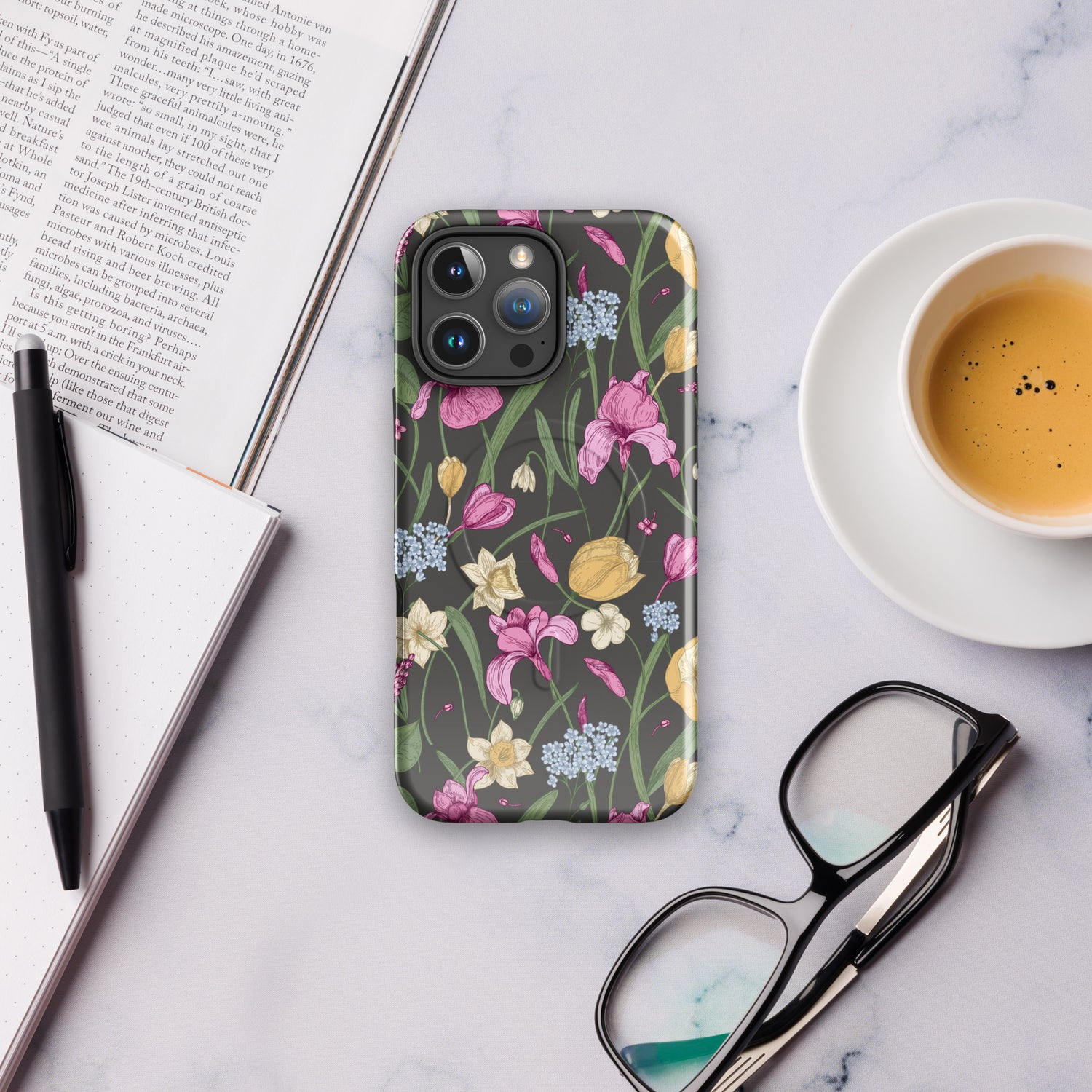 Charcoal Spring Garden Floral MagSafe Tough Case for iPhone