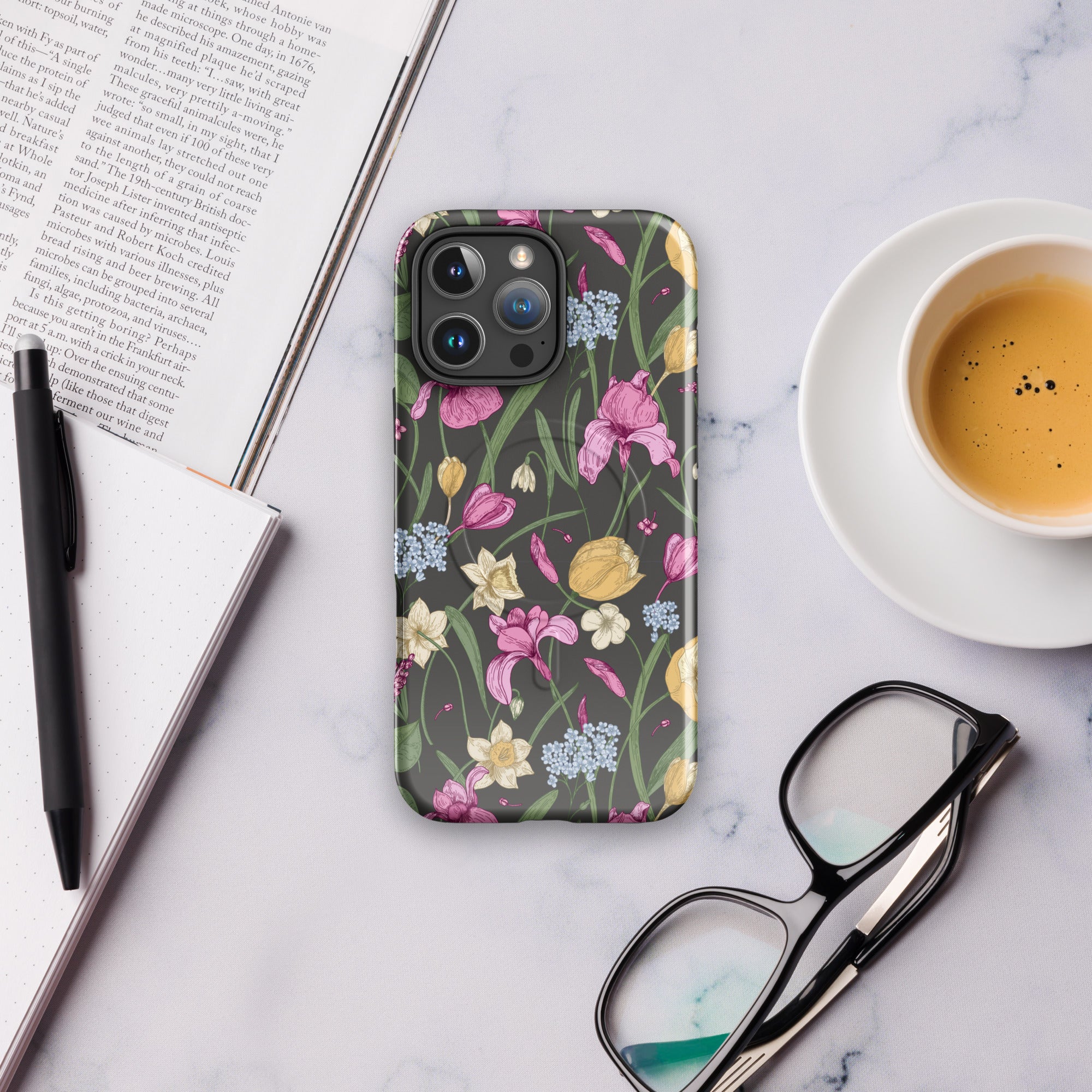 Charcoal Spring Garden Floral MagSafe Tough Case for iPhone