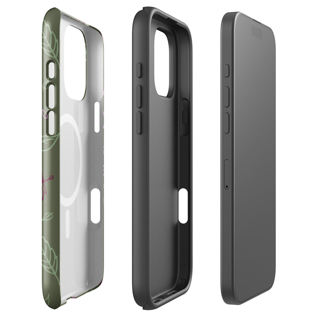 Olive Green Autumn Leaves MagSafe Tough Case for iPhone