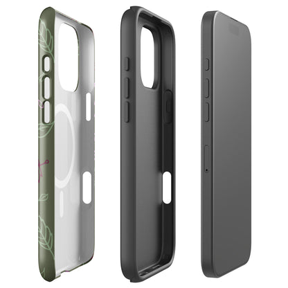 Olive Green Autumn Leaves MagSafe Tough Case for iPhone