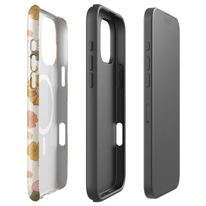 Retro Floral Cream MagSafe Tough Case for iPhone
