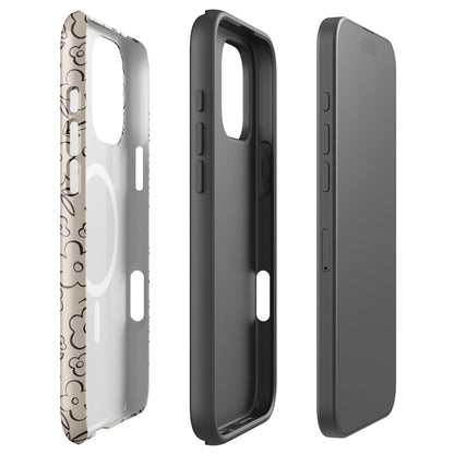 Neutral Line Art Floral MagSafe Tough Case for iPhone