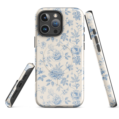 Vintage Blue Floral MagSafe Tough Case for iPhone