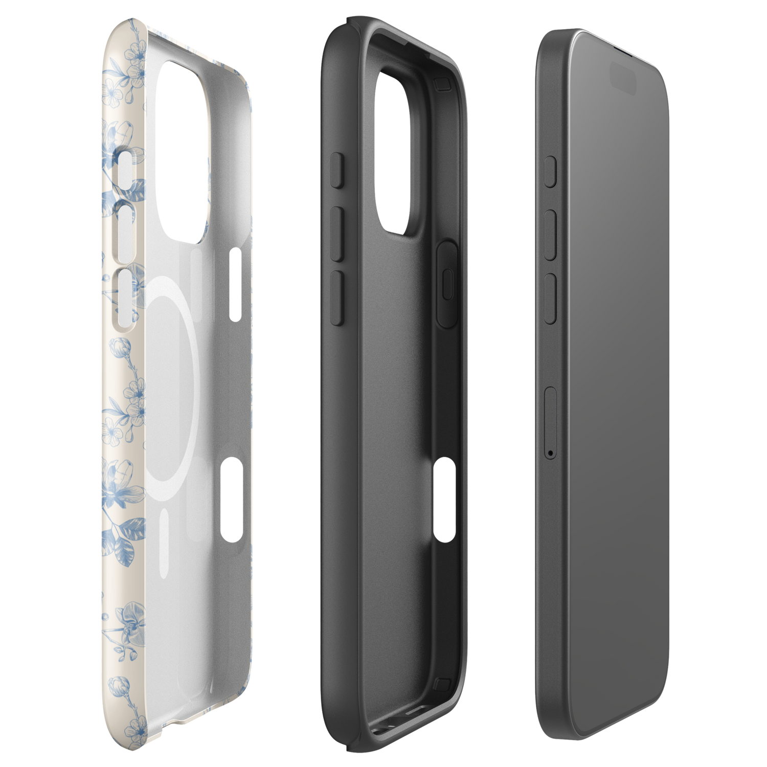Vintage Blue Floral MagSafe Tough Case for iPhone