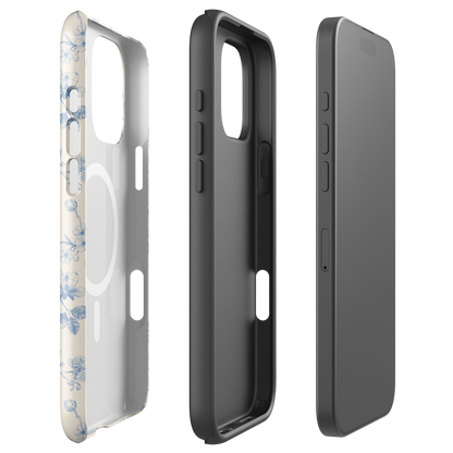 Vintage Blue Floral MagSafe Tough Case for iPhone