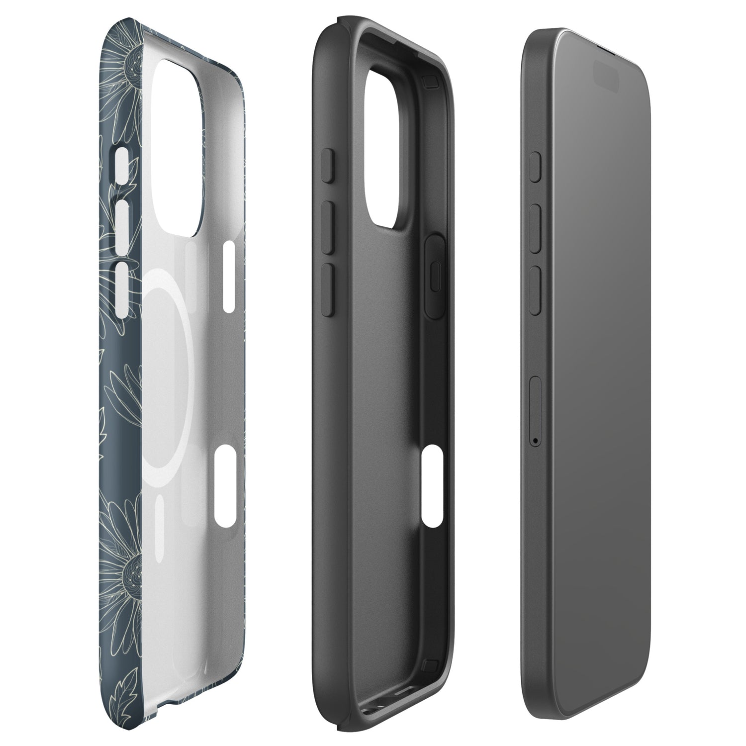 Slate Daisy Line Art MagSafe Tough Case for iPhone
