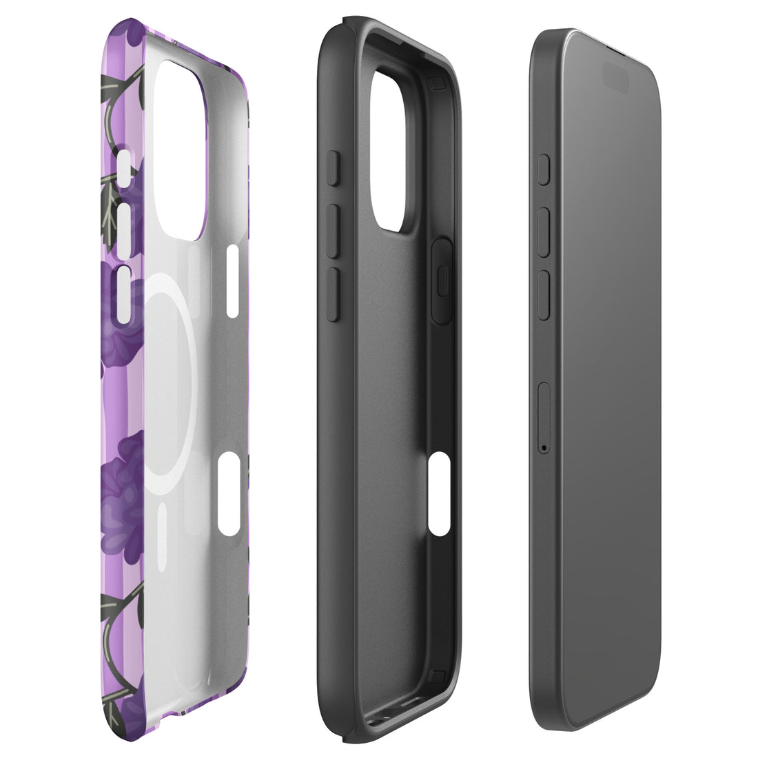Lilac Stripe Florals MagSafe Tough Case for iPhone