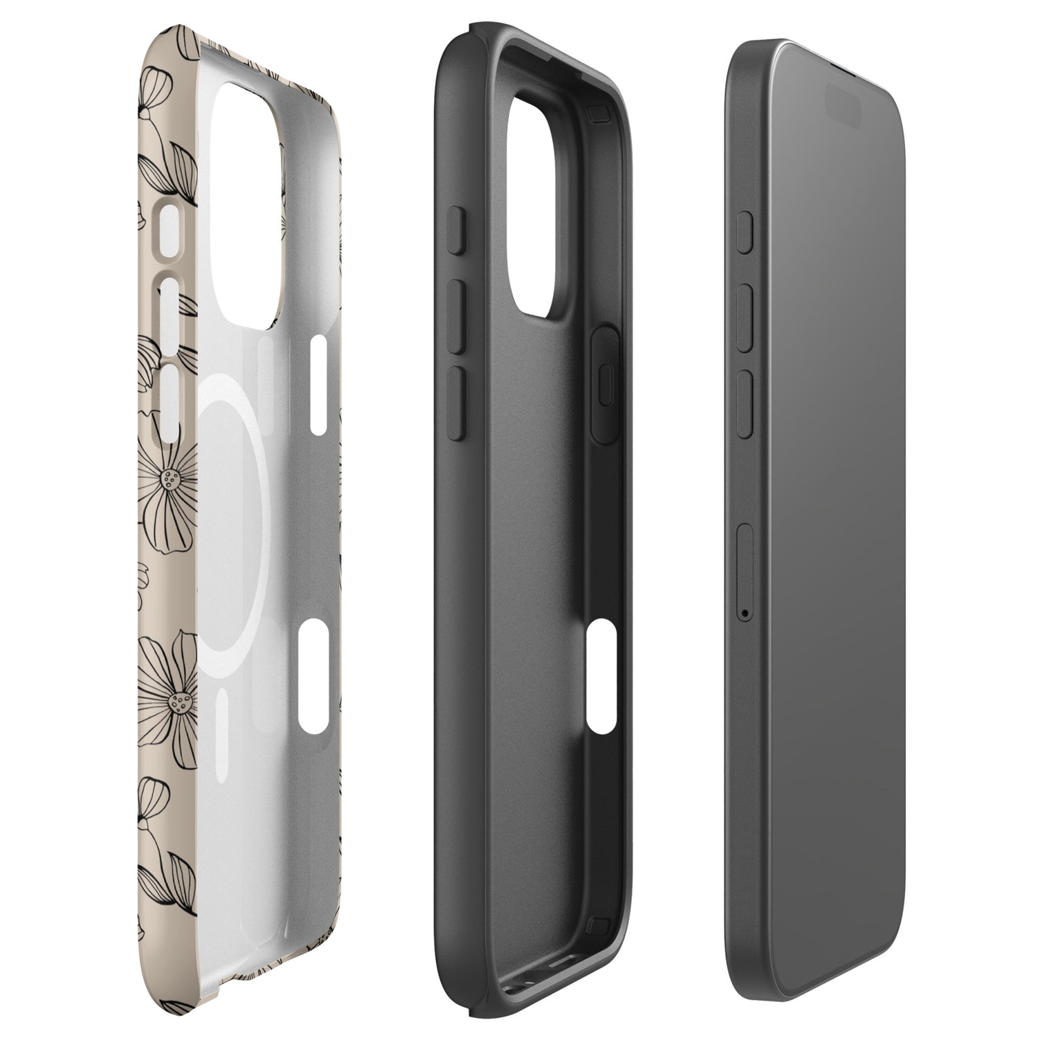 Earthy Neutral Floral MagSafe Tough Case for iPhone
