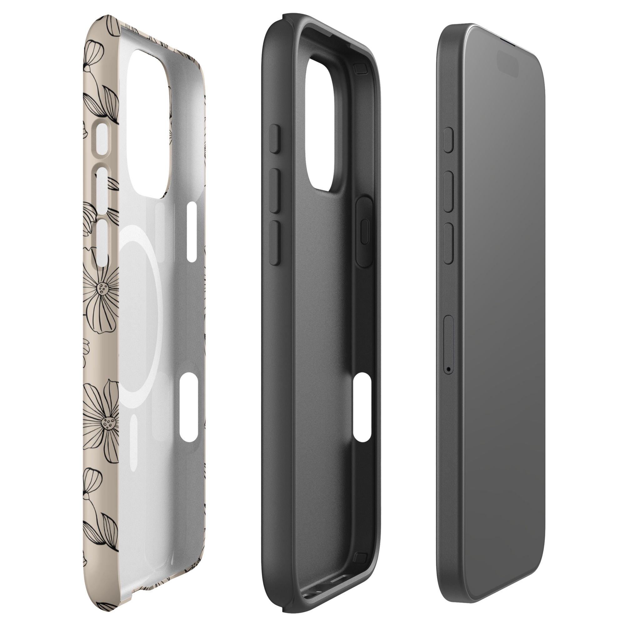 Earthy Neutral Floral MagSafe Tough Case for iPhone