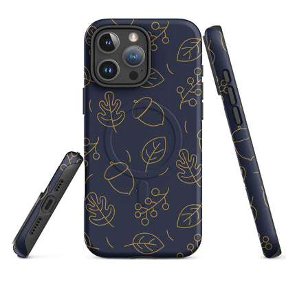 Navy Acorn Leaf MagSafe Tough Case for iPhone