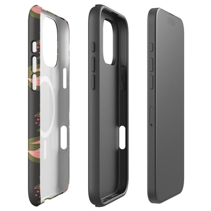 Charcoal Pink Tulip MagSafe Tough Case for iPhone