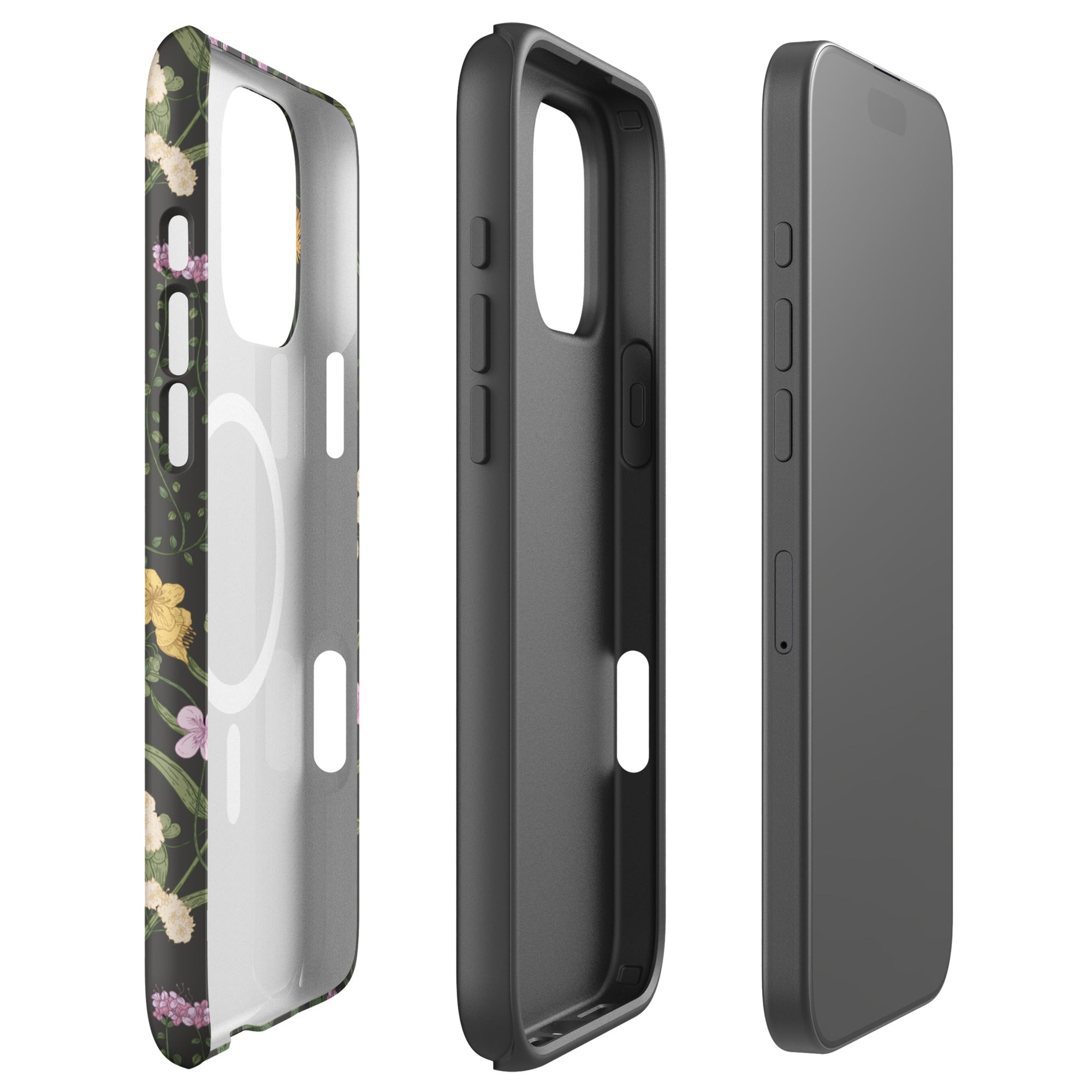 Dark Wildflower Floral MagSafe Tough Case for iPhone