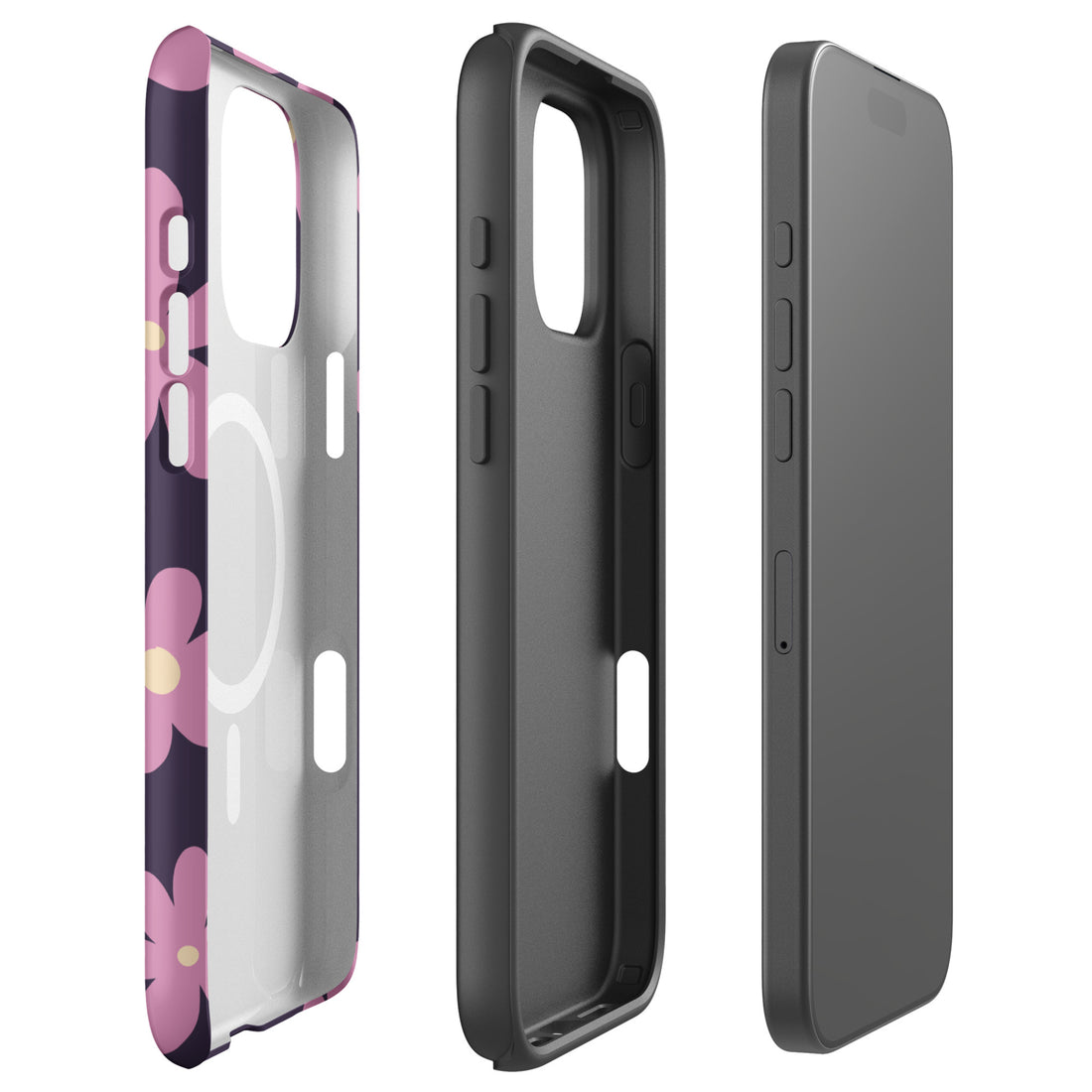 Retro Purple Daisy MagSafe Tough Case for iPhone