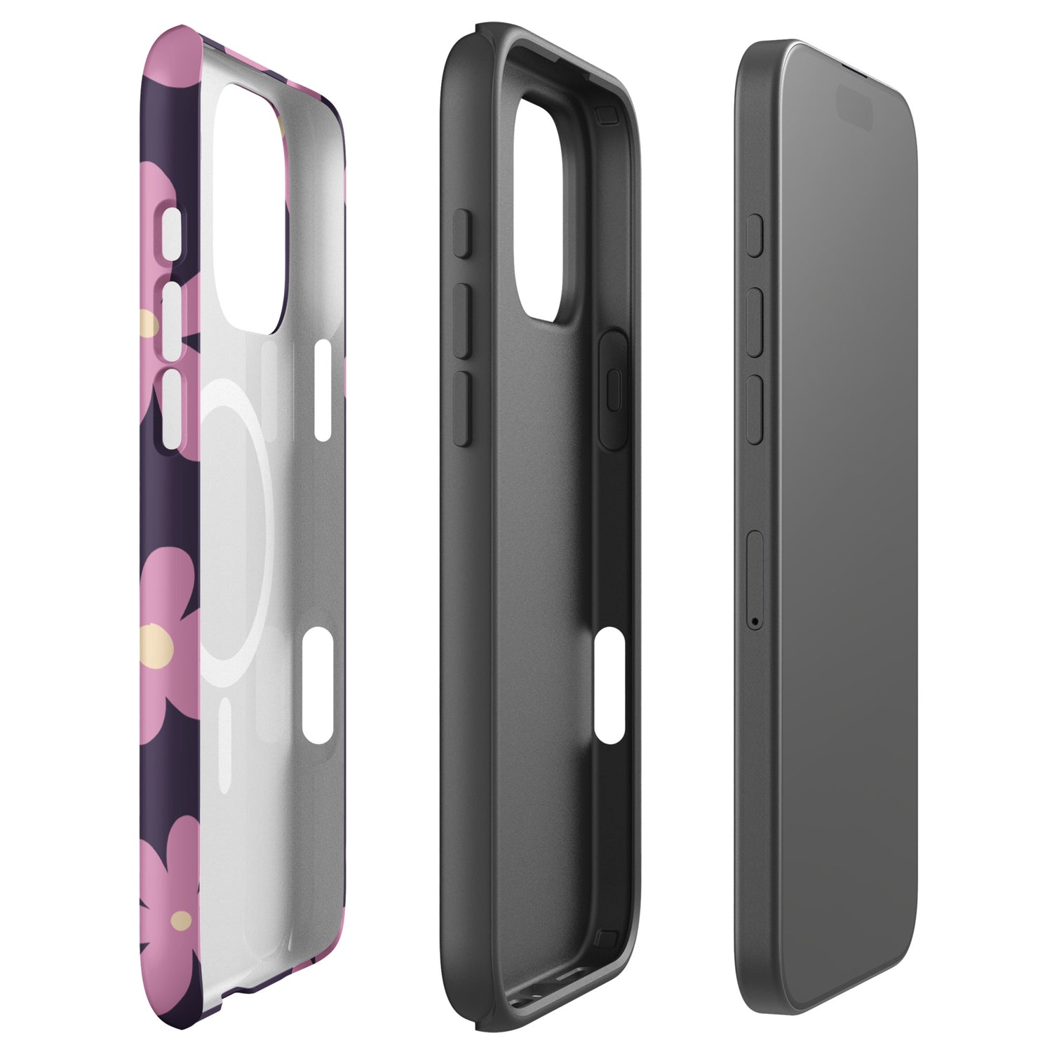 Retro Purple Daisy MagSafe Tough Case for iPhone