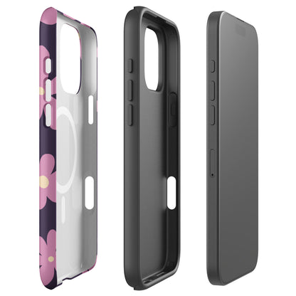 Retro Purple Daisy MagSafe Tough Case for iPhone