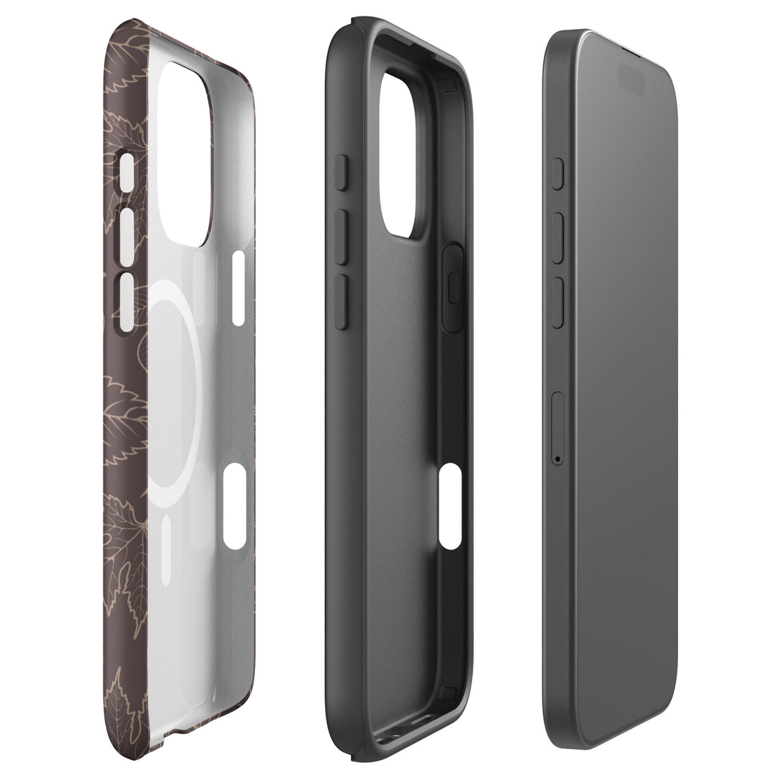 Brown Leaf Outline MagSafe Tough Case for iPhone