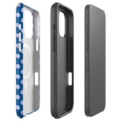 Blue Polka Dot MagSafe Tough Case for iPhone