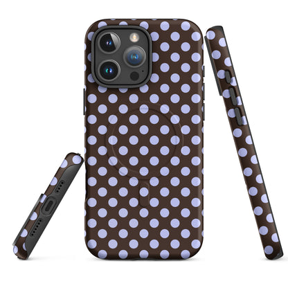 Chocolate Brown Polka Dot MagSafe Tough Case for iPhone