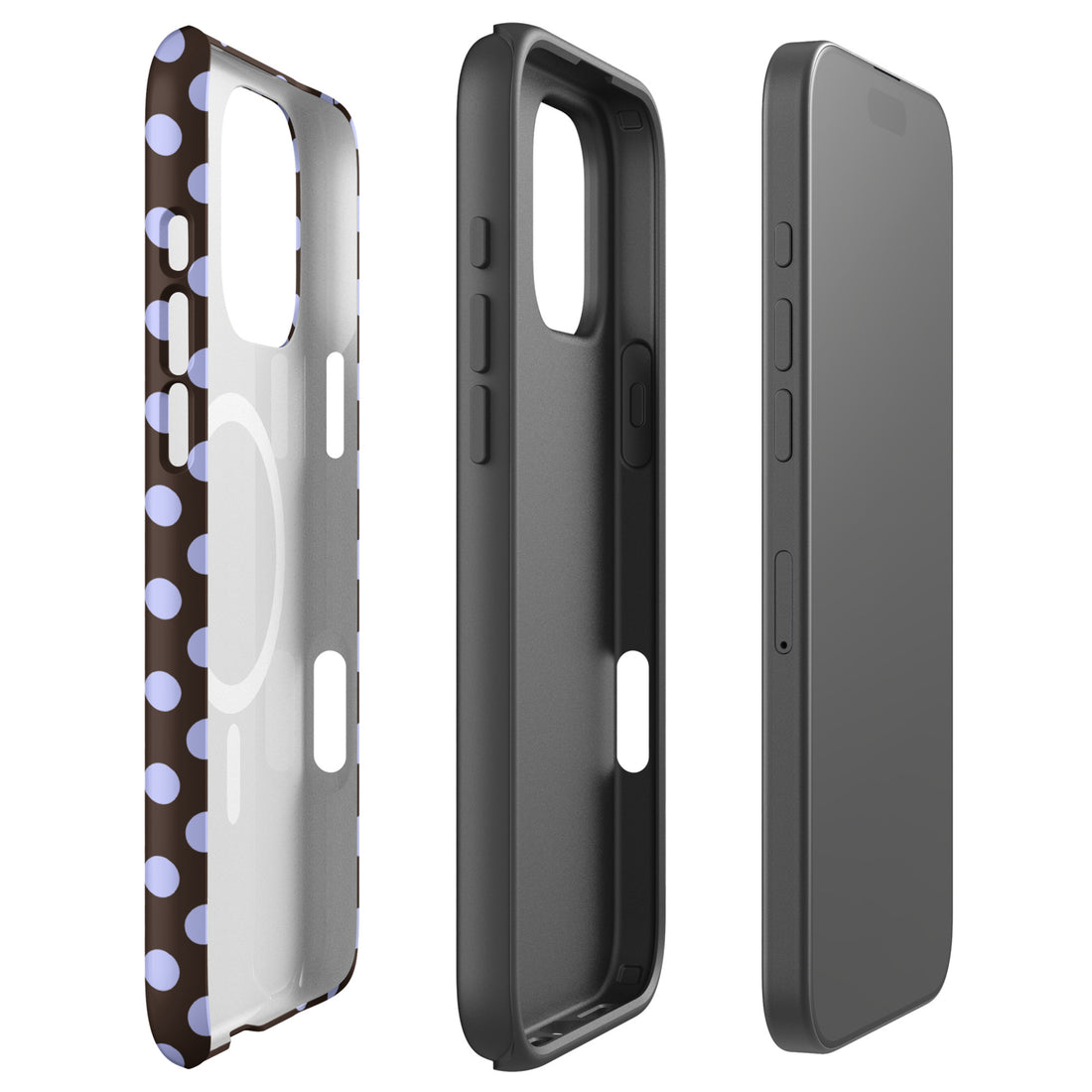 Chocolate Brown Polka Dot MagSafe Tough Case for iPhone