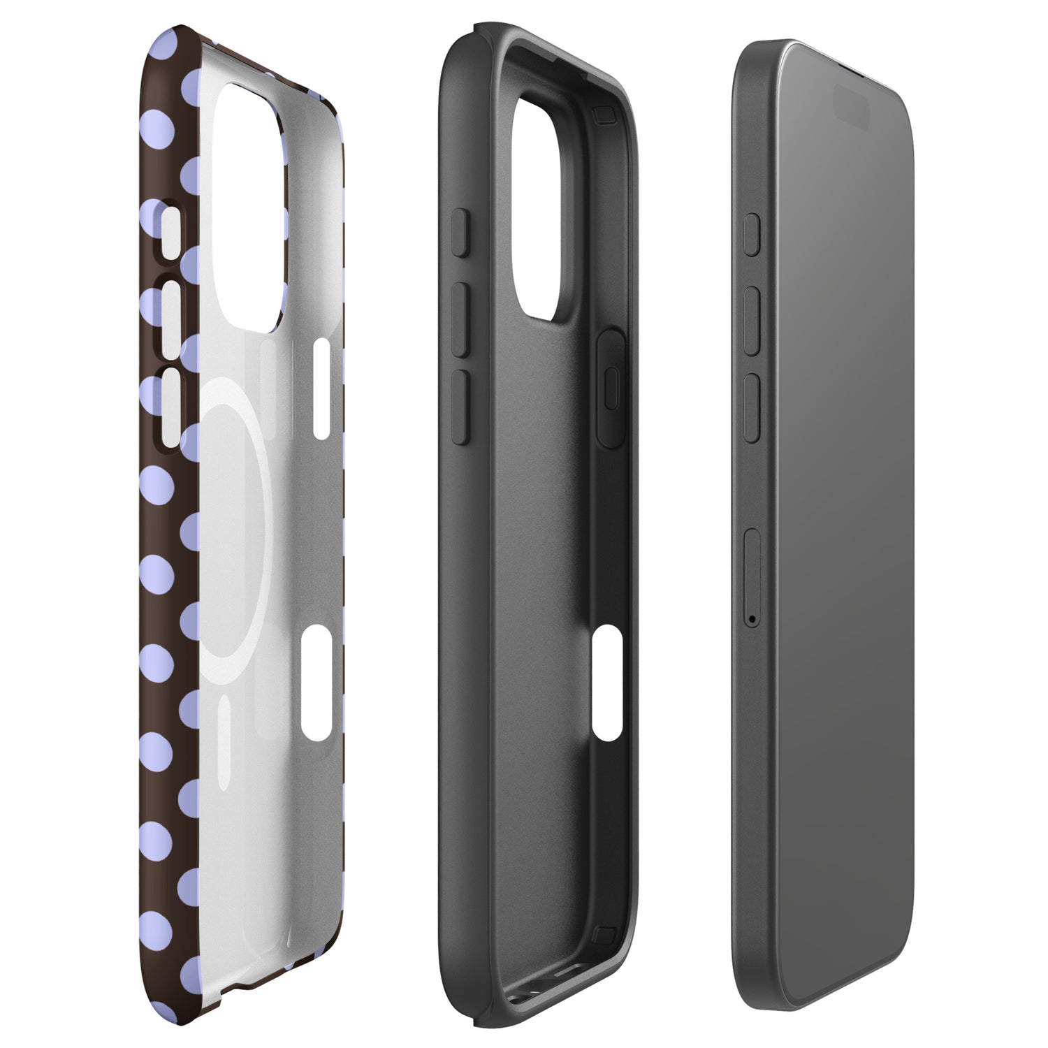 Chocolate Brown Polka Dot MagSafe Tough Case for iPhone