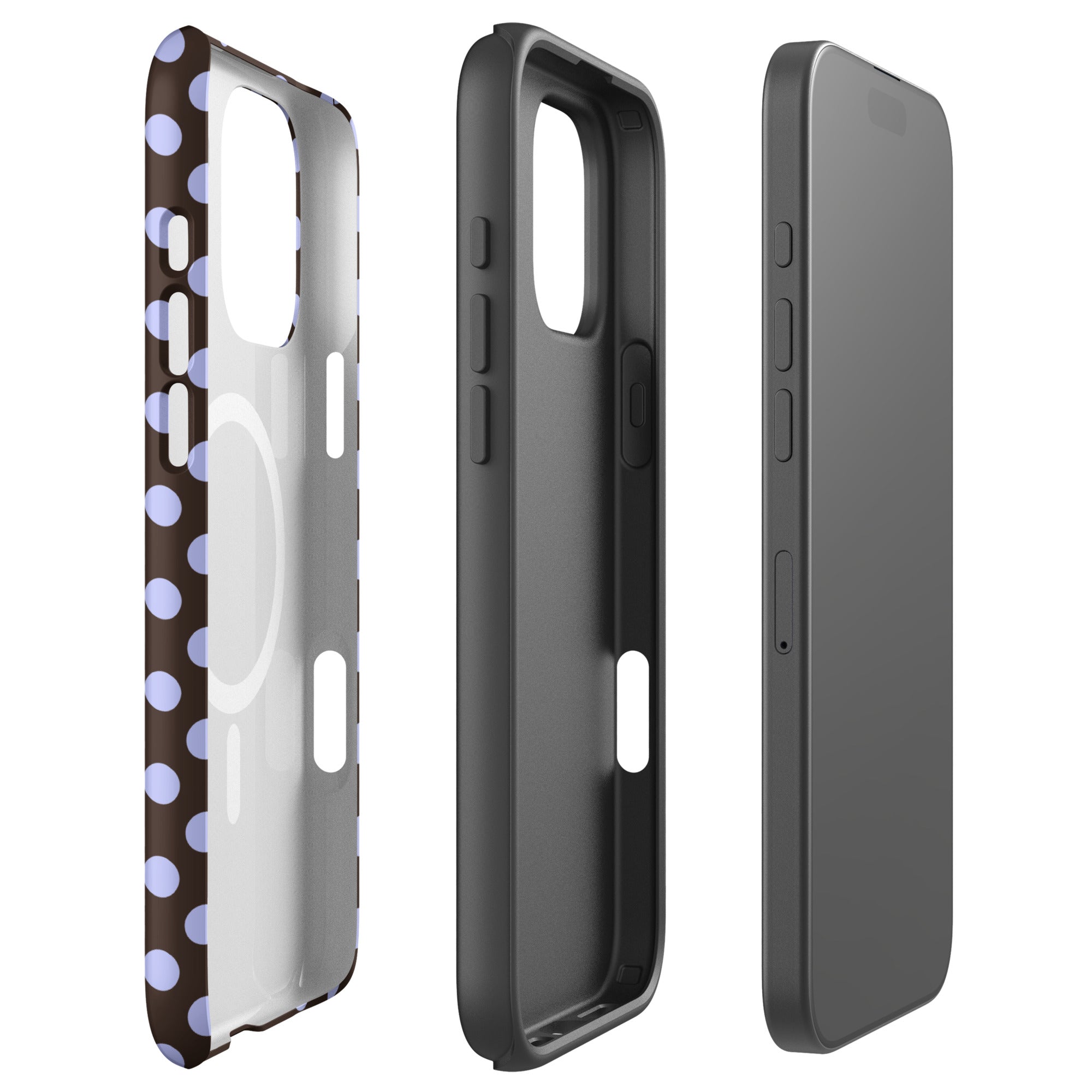 Chocolate Brown Polka Dot MagSafe Tough Case for iPhone
