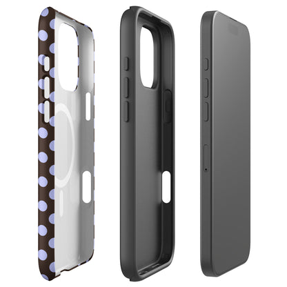 Chocolate Brown Polka Dot MagSafe Tough Case for iPhone