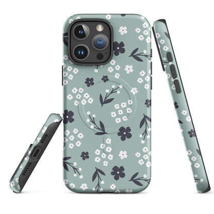 Sage Floral Pattern MagSafe Tough Case for iPhone