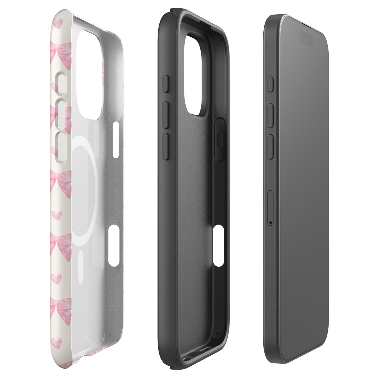 Pink Ribbon Hearts MagSafe Tough Case for iPhone