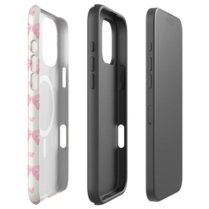Pink Ribbon Hearts MagSafe Tough Case for iPhone