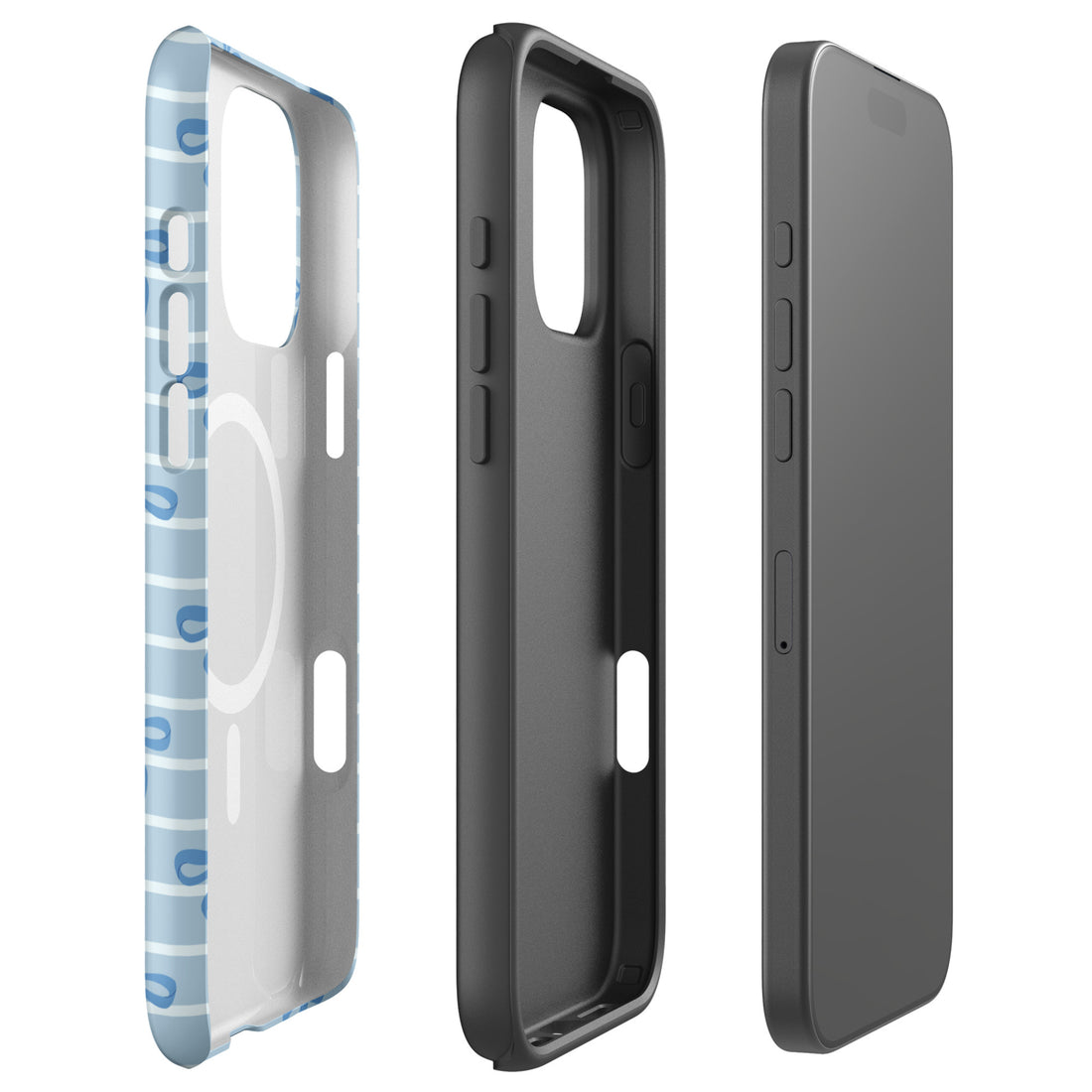 Blue Bow Striped MagSafe Tough Case for iPhone