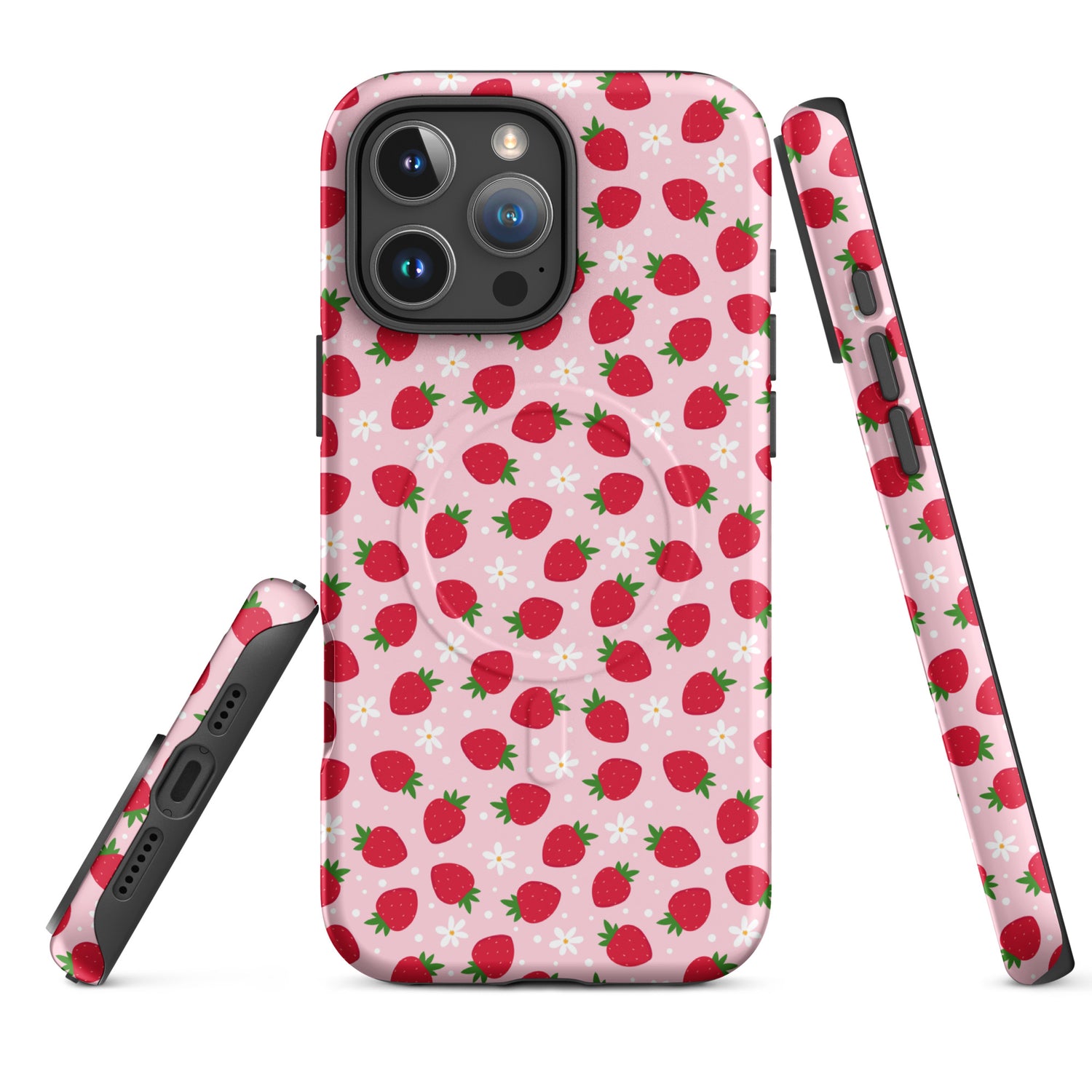 Strawberry Floral MagSafe tough case for iPhone