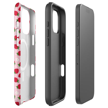 Strawberry Floral MagSafe tough case for iPhone