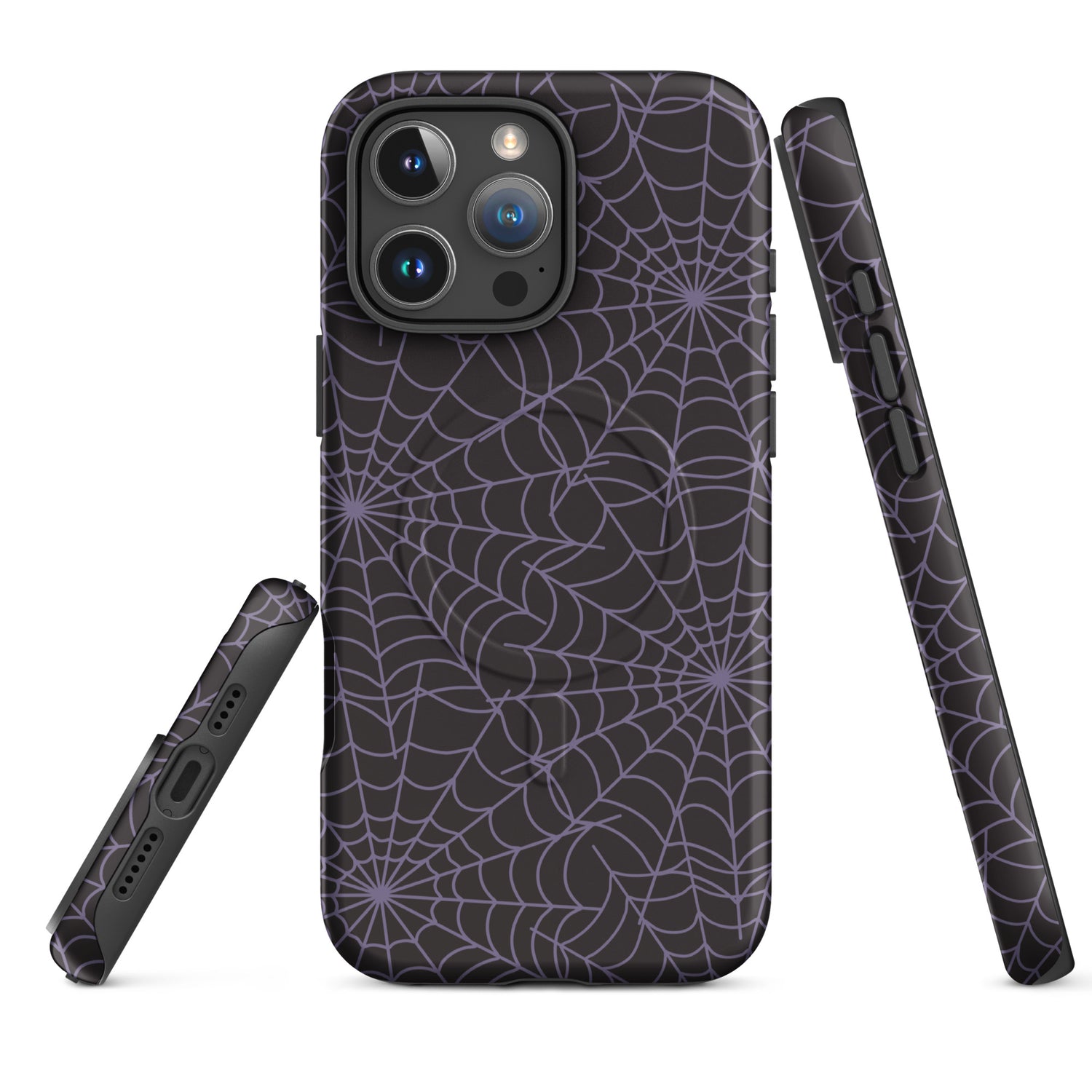 Dark Aesthetic Purple Spiderweb MagSafe Tough Case for iPhone