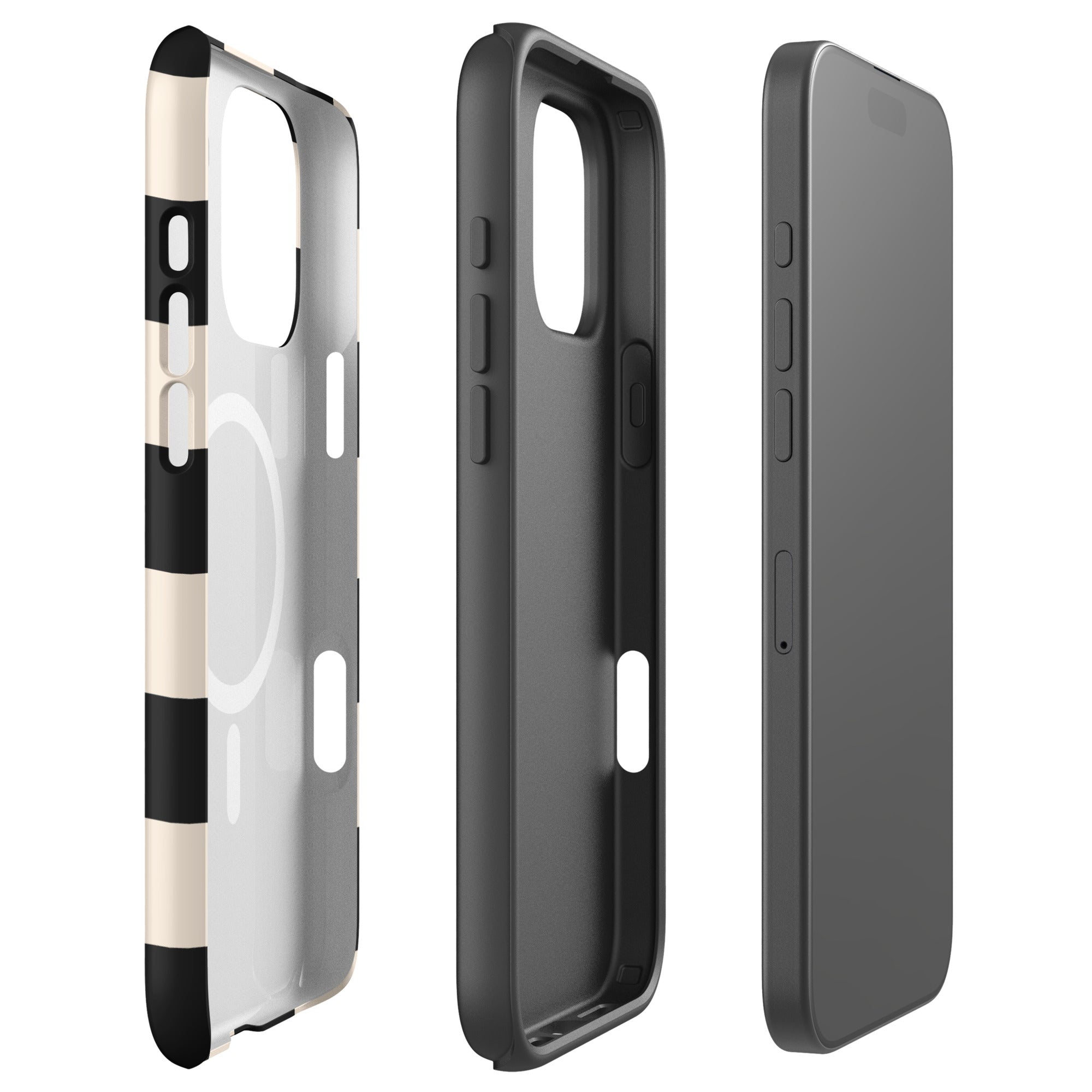 Black and Cream Checkerboard MagSafe Tough Case for iPhone
