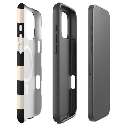 Black and Cream Checkerboard MagSafe Tough Case for iPhone