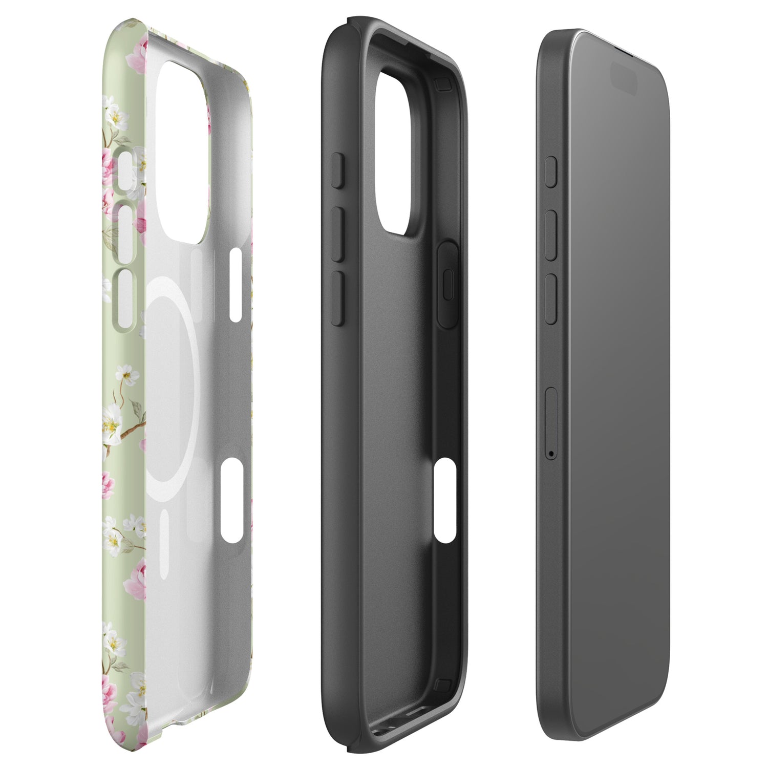 Soft Sage Blossom Floral MagSafe Tough Case for iPhone