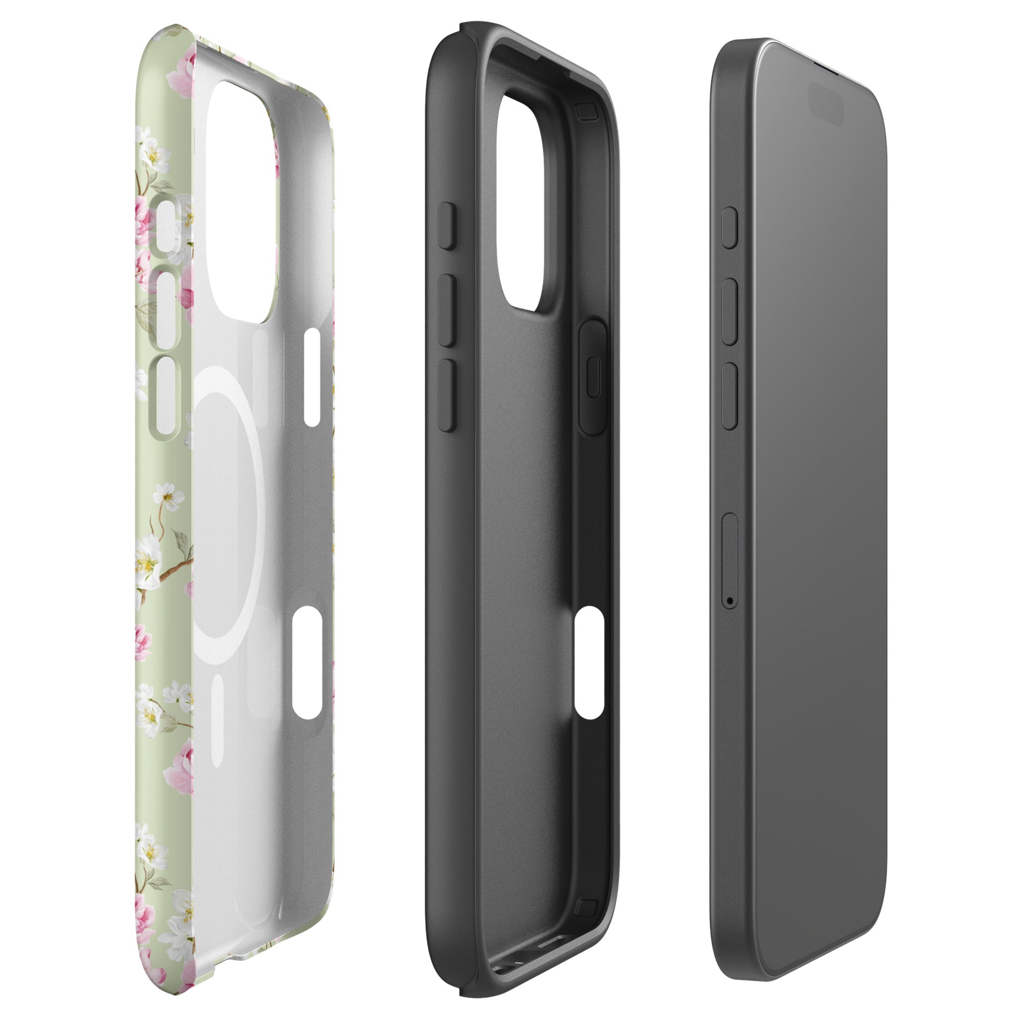 Soft Sage Blossom Floral MagSafe Tough Case for iPhone