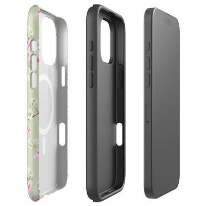 Soft Sage Blossom Floral MagSafe Tough Case for iPhone