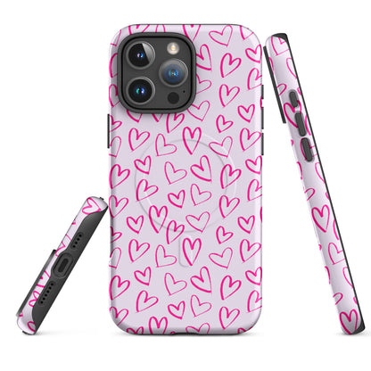 Heartbeats in Pink MagSafe Tough Case for iPhone