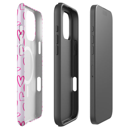 Heartbeats in Pink MagSafe Tough Case for iPhone